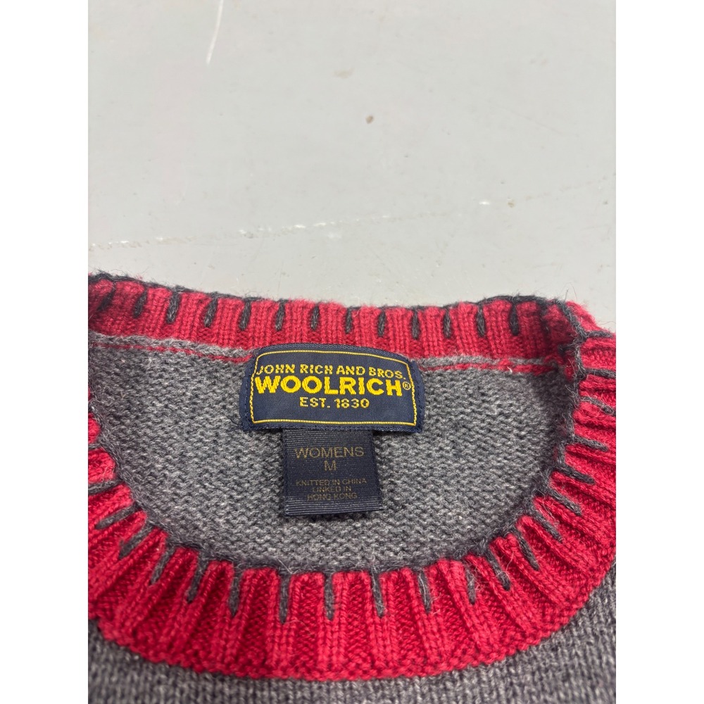 Vintage Woolrich John Rich & Bros Mens Black Bear Christmas Sweater Red Medium - Picture 3 of 6